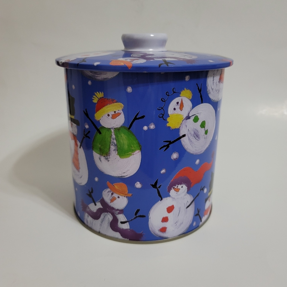 Christmas Snowmen Tin Canister